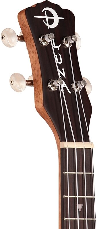 open zoom image for Luna Concert Tattoo Mahogany Ukulele with Gig Bag, New, Headstock Left Front