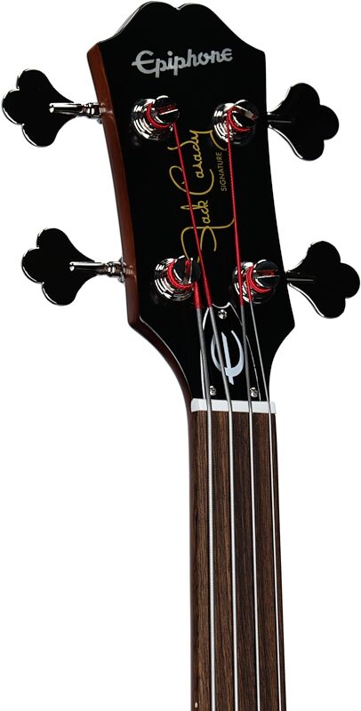 open zoom image for Epiphone Jack Casady Fretless Electric Bass (with Gig Bag), Royal Tan, Headstock Left Front