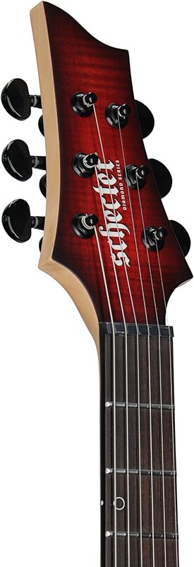 open zoom image for Schecter Sunset-6 Extreme Electric Guitar, Scarlet Burst, Headstock Left Front