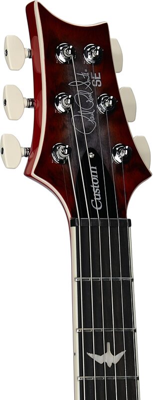 open zoom image for PRS Paul Reed Smith SE Custom 24-08 Quilt Electric Guitar, Charcoal Cherry Burst, Open Box (Very Good), Headstock Left Front