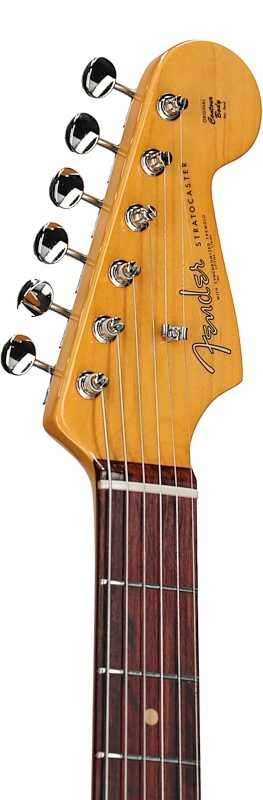 open zoom image for Fender American Vintage II 1961 Stratocaster Electric Guitar, Rosewood Fingerboard (with Case), Olympic White, Headstock Left Front