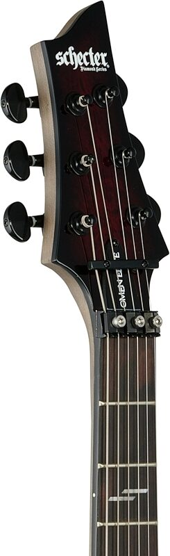 open zoom image for Schecter Omen Elite-6FR Electric Guitar, Black Cherry Burst, Headstock Left Front