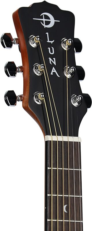 open zoom image for Luna Muse Series Safari 3/4-Size Acoustic Guitar (with Gig Bag), Mahogany Top, Headstock Left Front