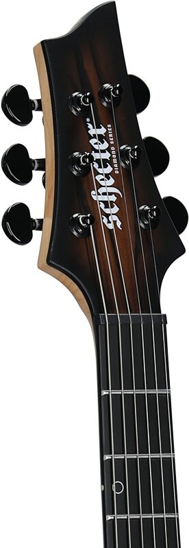 open zoom image for Schecter C-1 Pale Moon Ebony Electric Guitar, Natural Satin Black Burst, Headstock Left Front