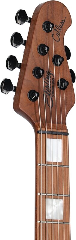 open zoom image for Sterling by Music Man Cutlass CT50 Plus Electric Guitar, Chalk Gray, Roasted Maple Fretboard, Open Box (Good), Headstock Left Front
