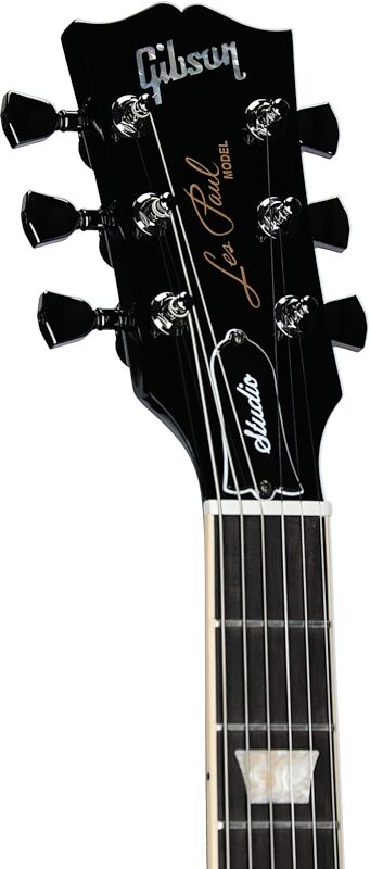 open zoom image for Gibson Les Paul Studio Session Electric Guitar (with Soft Case), Transparent Ebony Burst, Headstock Left Front