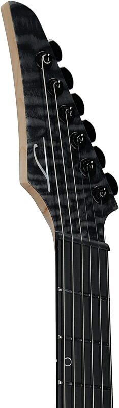 open zoom image for Legator Ninja 6 Multi-Scale Guitar, Black Quilted Maple, Headstock Left Front