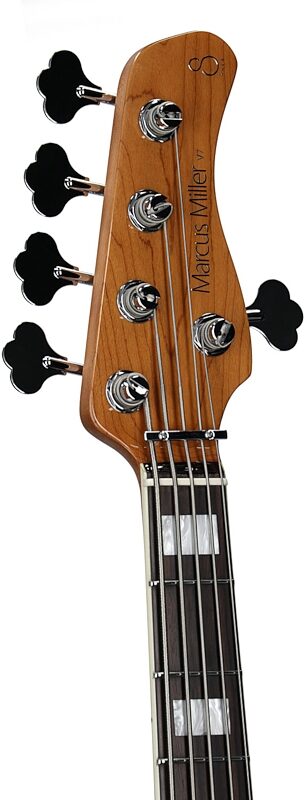 open zoom image for Sire Marcus Miller V7 New Gen Electric Bass, 5-String, Candy Apple Red, Ebony Fretboard, Headstock Left Front