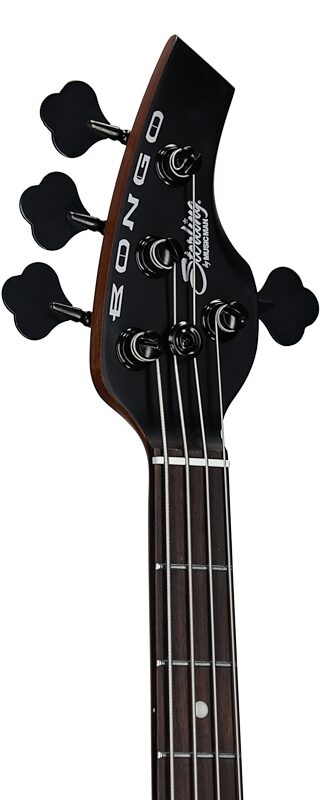 open zoom image for Sterling by Music Man Bongo Electric Bass, Stealth Black, Rosewood Fretboard, Headstock Left Front