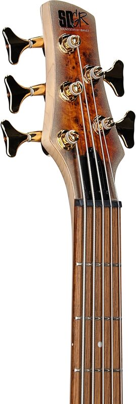 open zoom image for Ibanez SR405EPBDX Electric Bass Guitar, 5-String, Gold Metallic Burst, Headstock Left Front