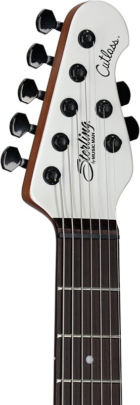 open zoom image for Sterling by Music Man Jason Richardson 7 Cutlass Electric Guitar, 7-String, Pearl White, Rosewood Fretboard, Headstock Left Front