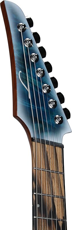 open zoom image for Legator N7FOD Ninja 7 Overdrive Multi-Scale Electric Guitar, 7-String, Arctic Blue, Headstock Left Front