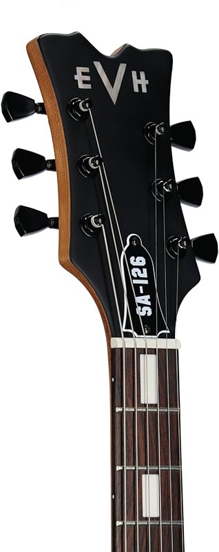 open zoom image for EVH Eddie Van Halen SA-126 Standard Centerblock Electric Guitar, Satin Vintage White, Headstock Left Front