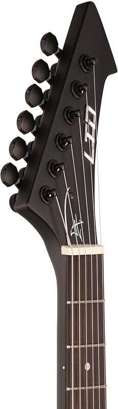 open zoom image for ESP LTD Hetfield Vulture Electric Guitar (with Case), Satin Black, Headstock Left Front