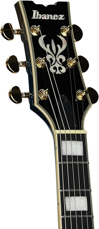open zoom image for Ibanez AM93QA Artcore Expressionist Semi-Hollowbody Electric Guitar, Jet Blue Burst, Headstock Left Front