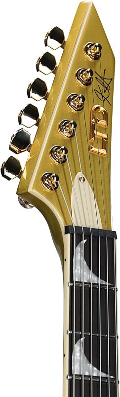 open zoom image for ESP LTD Kirk Hammett KH-V Electric Guitar (with Case), Metallic Gold, Headstock Left Front