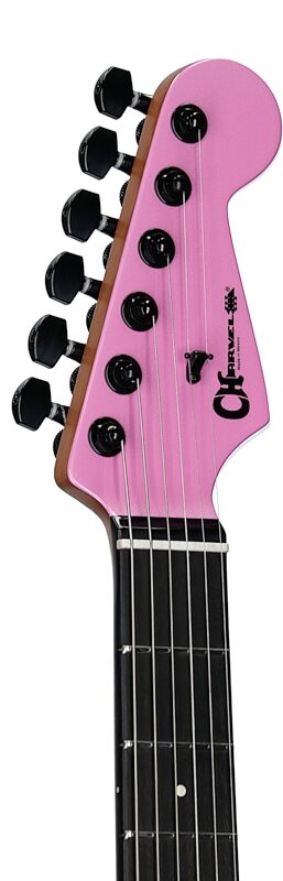 open zoom image for Charvel Pro-Mod Plus SD1 HH HT Electric Guitar, with Ebony Fingerboard, Platinum Pink, Headstock Left Front