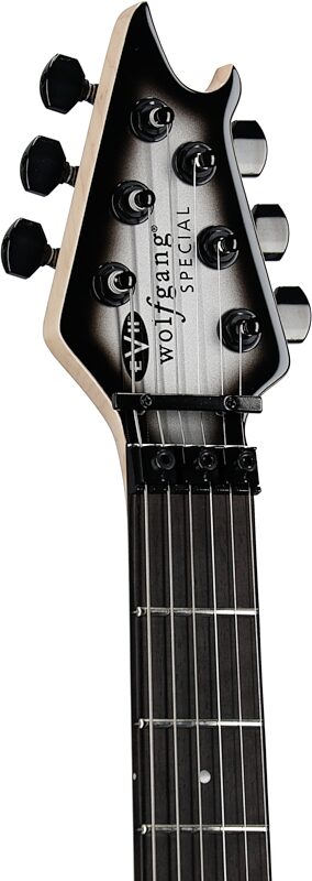 open zoom image for EVH Eddie Van Halen Wolfgang Special Ebony Fingerboard Electric Guitar, Silver Burst, Headstock Left Front