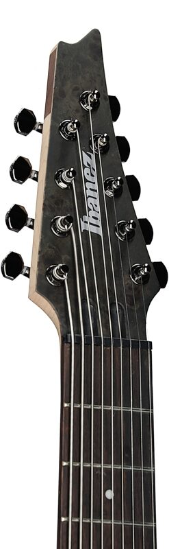 open zoom image for Ibanez RG9PB Electric Guitar, 9-String, Transparent Gray Flat, Headstock Left Front