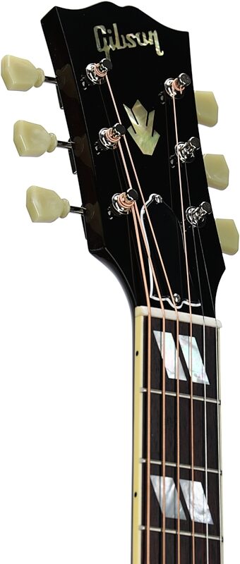open zoom image for Gibson J-185 Original Acoustic-Electric Guitar (with Case), Vintage Sunburst, Headstock Left Front