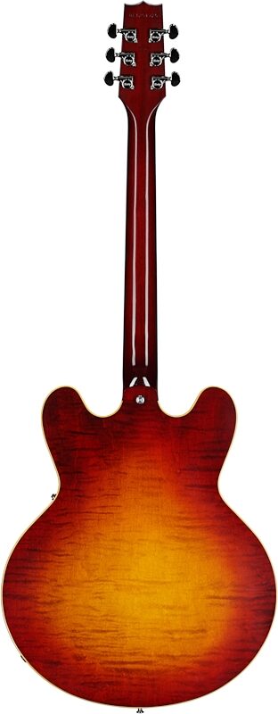 open zoom image for Heritage Custom Core H-535 Semi-Hollowbody Electric Guitar (with Case), Dark Cherry Sunburst, Serial Number HC1251325, Full Straight Back