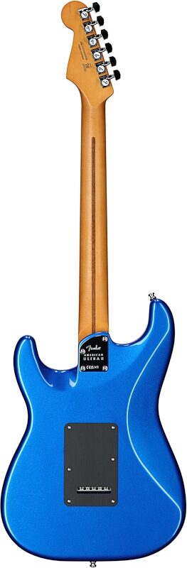 open zoom image for Fender American Ultra II Stratocaster Electric Guitar, Ebony Fingerboard (with Case), Noble Blue, Full Straight Back
