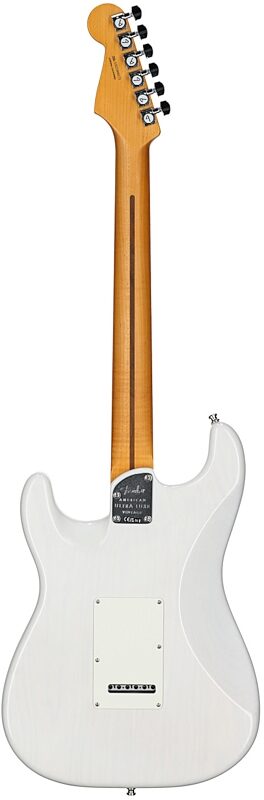 open zoom image for Fender American Ultra Luxe Vintage '50s Stratocaster Electric Guitar, with Maple Fingerboard (with Case), White Blonde, Full Straight Back