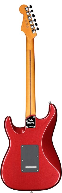 open zoom image for Fender American Ultra II Stratocaster Electric Guitar, Maple Fretboard (with Case), Sinister Red, Open Box (Very Good), Full Straight Back
