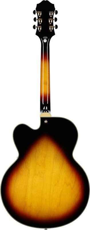 open zoom image for Epiphone Broadway Archtop Hollowbody Electric Guitar (with Gig Bag), Vintage Sunburst, Full Straight Back