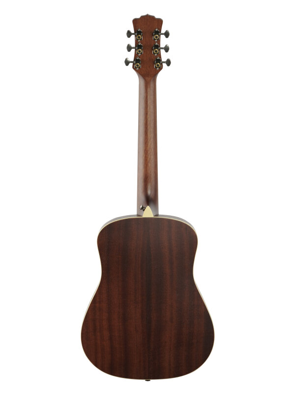 open zoom image for Luna Safari Art Vintage Travel Guitar (with Gig Bag), New, Full Straight Back