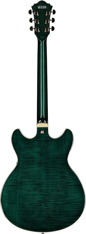 open zoom image for Ibanez Artcore Expressionist AS93FM Semi-Hollowbody Electric Guitar, Transparent Moss, Full Straight Back