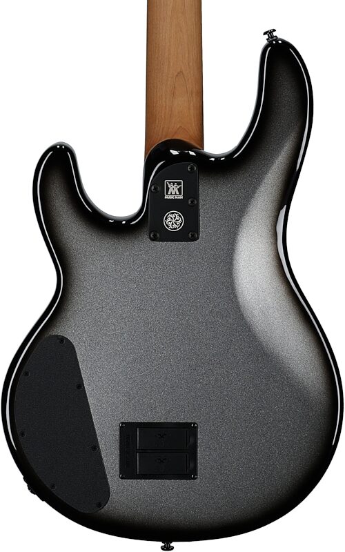 open zoom image for Ernie Ball Music Man DarkRay Bass Guitar (with Gig Bag), Silverburst, Serial Number S12767, Body Straight Back