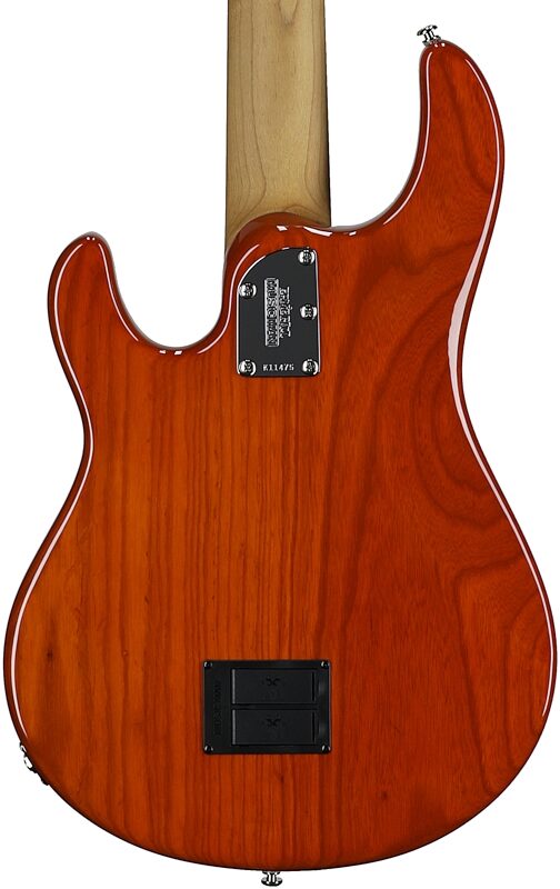 open zoom image for Ernie Ball Music Man StingRay 5 Special Electric Bass, 5-String (with Case), Translucent Orange, Rosewood Fretboard, Serial Number K11475, Body Straight Back