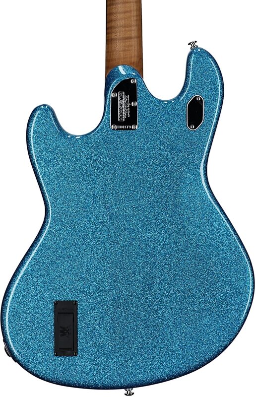 open zoom image for Ernie Ball Music Man StingRay HT Electric Guitar (with Mono Soft Case), Brilliant Blue Sparkle, Ebony Fretboard, Serial Number H04373, Body Straight Back