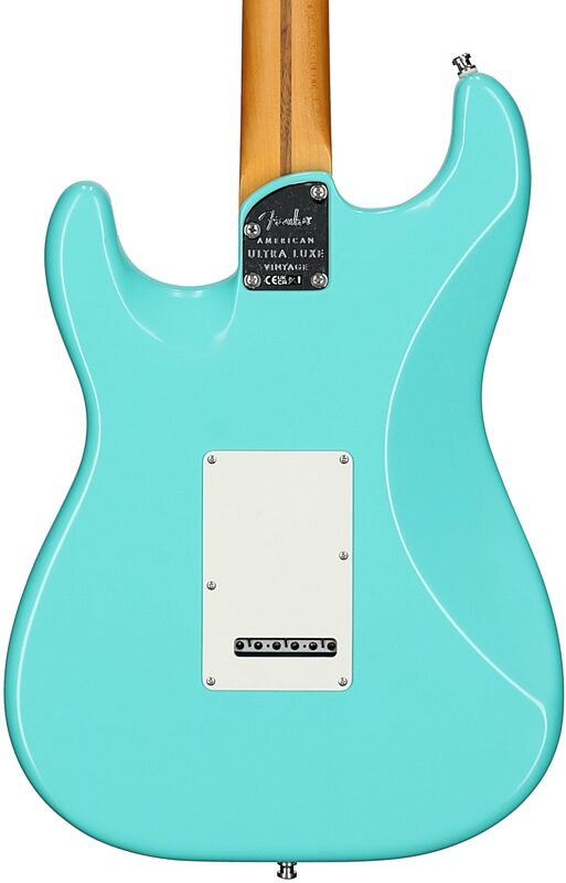 open zoom image for Fender American Ultra Luxe Vintage '60s Stratocaster HSS Electric Guitar, Rosewood Fingerboard, Seafoam Green, Serial Number US26000831, Body Straight Back