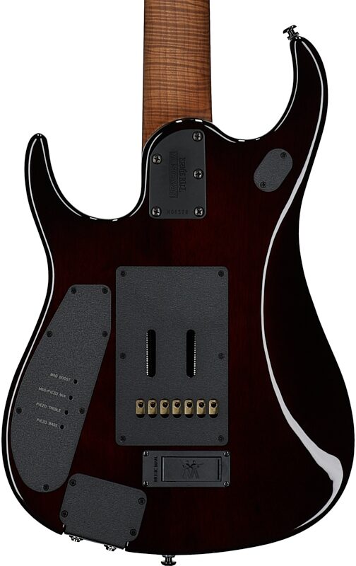 open zoom image for Ernie Ball Music Man John Petrucci JP15 7 Electric Guitar, 7-String (with Case), Amber Waves Flame, Maple Fretboard, Serial Number K06528, Body Straight Back