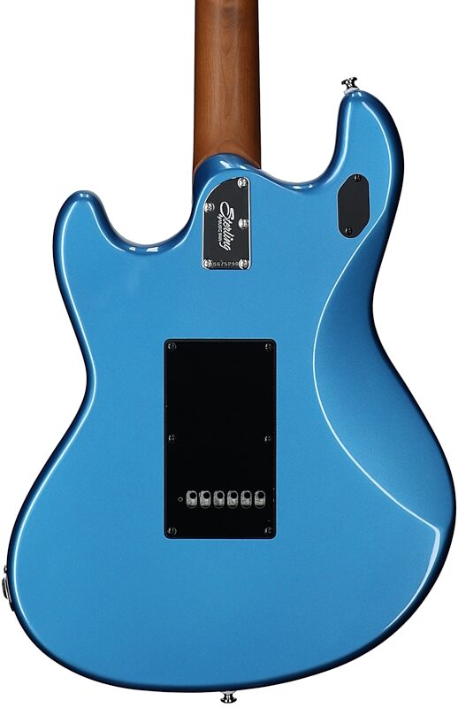 open zoom image for Sterling by Music Man StingRay Baritone Electric Guitar, Toluca Lake Blue, Body Straight Back