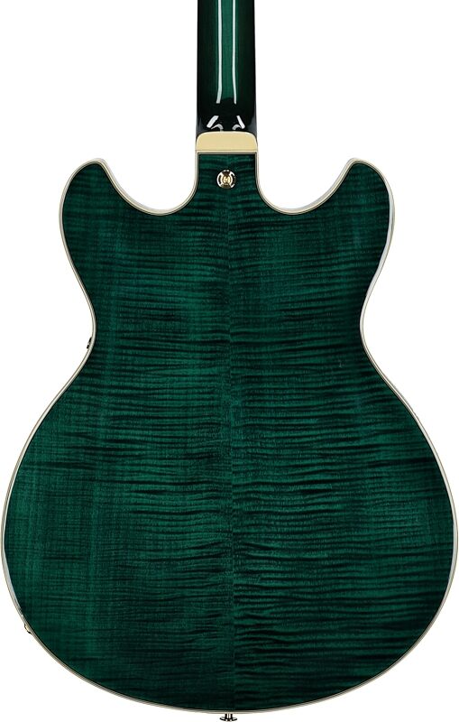open zoom image for Ibanez Artcore Expressionist AS93FM Semi-Hollowbody Electric Guitar, Transparent Moss, Body Straight Back
