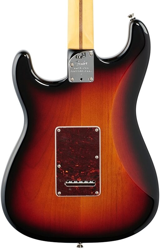 open zoom image for Fender American Pro II HSS Stratocaster Electric Guitar, Maple Fingerboard (with Case), 3-Color Sunburst, Body Straight Back