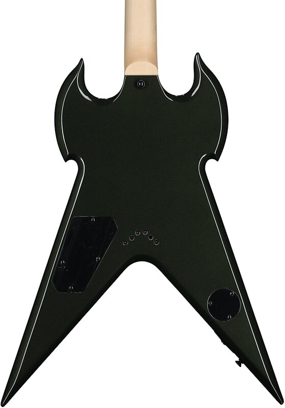 open zoom image for Wylde Audio Warhammer FR Electric Guitar, Norse Dragon Bullseye Green, Body Straight Back