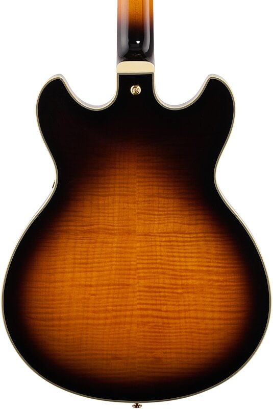 open zoom image for Ibanez JSM10 Semi-Hollowbody Electric Guitar (with Case), Vintage Yellow Sunburst, Body Straight Back