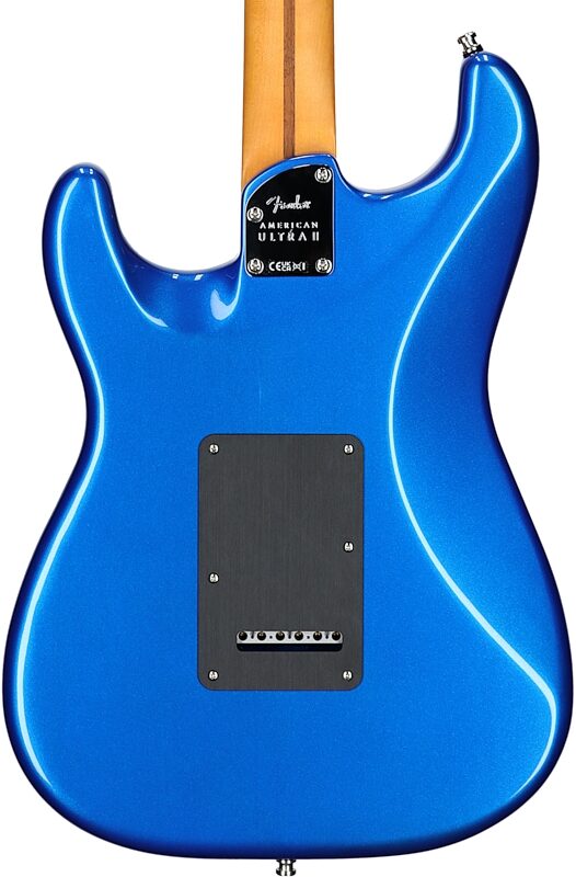 open zoom image for Fender American Ultra II Stratocaster HSS Electric Guitar, Ebony Fingerboard (with Case), Noble Blue, Body Straight Back
