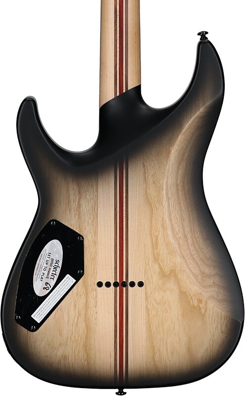 open zoom image for Schecter C-1 Pale Moon Ebony Electric Guitar, Natural Satin Black Burst, Body Straight Back
