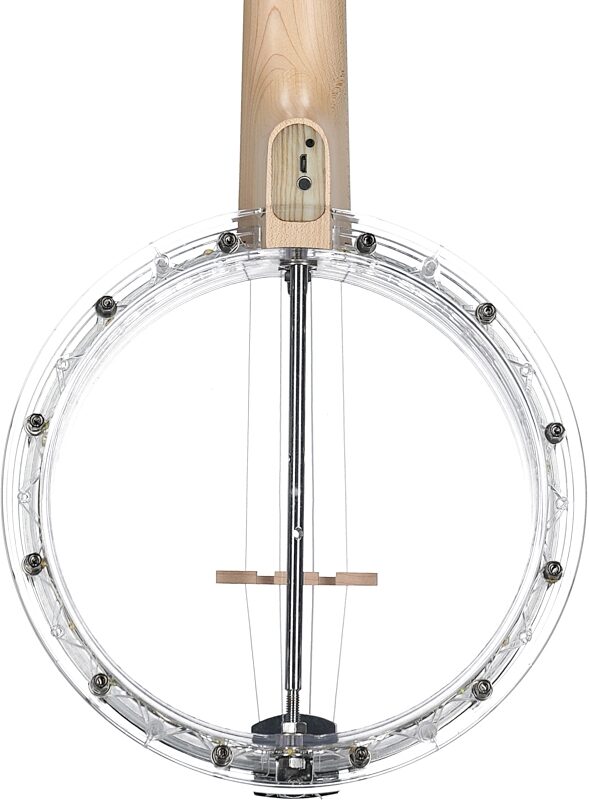 open zoom image for Goldtone Light-up Little Gem Banjo Ukulele (with Gig Bag), Diamond, Open Box (Good), Body Straight Back