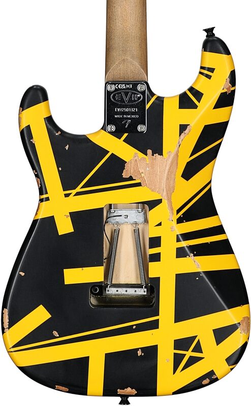 open zoom image for EVH Eddie Van Halen Limited Edition Striped Frankie Electric Guitar (with Gig Bag), Aged Black and Yellow Striped, Body Straight Back