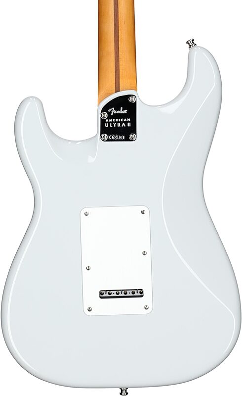 open zoom image for Fender American Ultra II Stratocaster Electric Guitar, Maple Fretboard (with Case), Avalanche, Body Straight Back