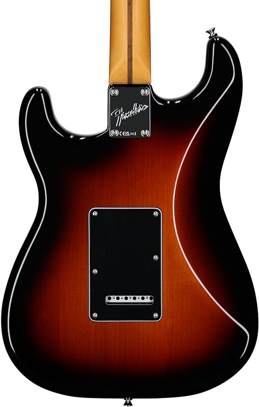 open zoom image for Fender American Professional Classic Stratocaster Electric Guitar, Maple Fingerboard (with Gig Bag), 3-Color Sunburst, Body Straight Back