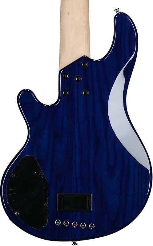 open zoom image for Lakland Skyline 55-02 Deluxe Flame Electric Bass, Transparent Blue, Body Straight Back