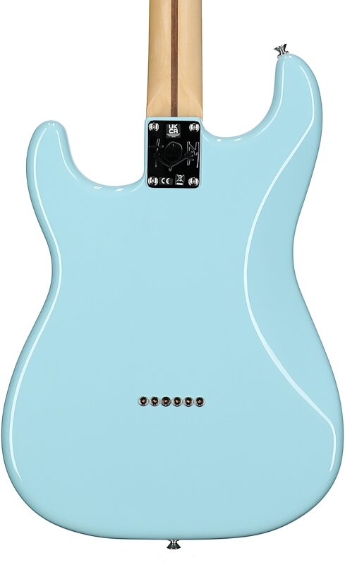 open zoom image for Fender Limited Edition Tom DeLonge Stratocaster (with Gig Bag), Daphne Blue, Open Box (Very Good), Body Straight Back