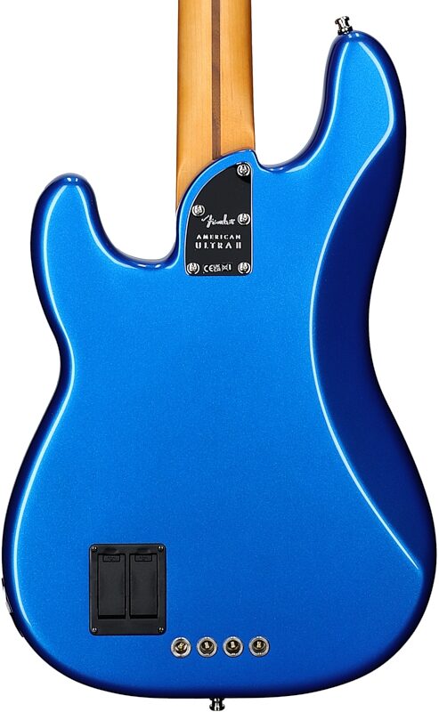 open zoom image for Fender American Ultra II Precision Electric Bass, Ebony Fingerboard (with Case), Noble Blue, Body Straight Back